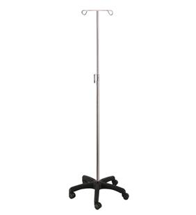 手壓式不鏽鋼點滴架(塑膠五爪底座)YH084